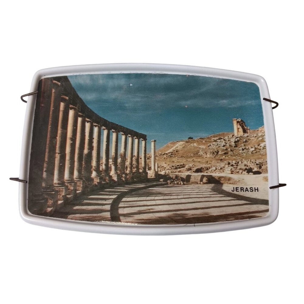Vintage Jerash Jordan Ornamin Melamine Picture Trinket Dish Roman Architecture - Picture 1 of 13